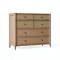 Cassettiera in legno marrone chiaro con frontali intrecciati, stile classico, dimensioni 120x45x105 cm, marca Parvireq