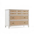 Cassettiera classica Parvireq in legno avorio e rattan naturale, 8 cassetti, dimensioni 120x45x100 cm, stile elegante.