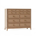 Cassettiera in legno naturale con inserti intrecciati stile retrò, dimensioni 150x45x120 cm, marca Parvireq