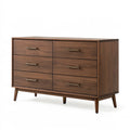 Cassettiera Parvireq in legno marrone con 6 cassetti, stile moderno, dimensioni 140x45x85 cm, elegante e funzionale.