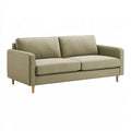 Divano 2 posti in tessuto verde salvia con gambe in legno, stile contemporaneo, dimensioni 160x85x82 cm, marca Parvireq.