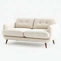 Divano 2 posti in tessuto color crema con piedi in legno, dimensioni 160x85x82 cm, stile moderno, marca Parvireq