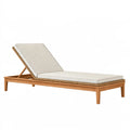 Lettino prendisole Parvireq in legno beige e marrone, 200x70 cm con schienale regolabile e design elegante.