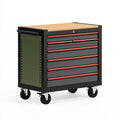 Carrello portautensili in acciaio nero e legno Parvireq con 7 cassetti, misura 76x46x96 cm, officina mobile robusta