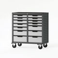 Carrello portautensili Parvireq in acciaio nero e grigio con 12 cassetti e ruote, dimensioni 90x50x95 cm