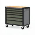 Carrello portautensili Parvireq in acciaio nero e verde, con piano in legno e ruote, dimensioni 85x46x95 cm